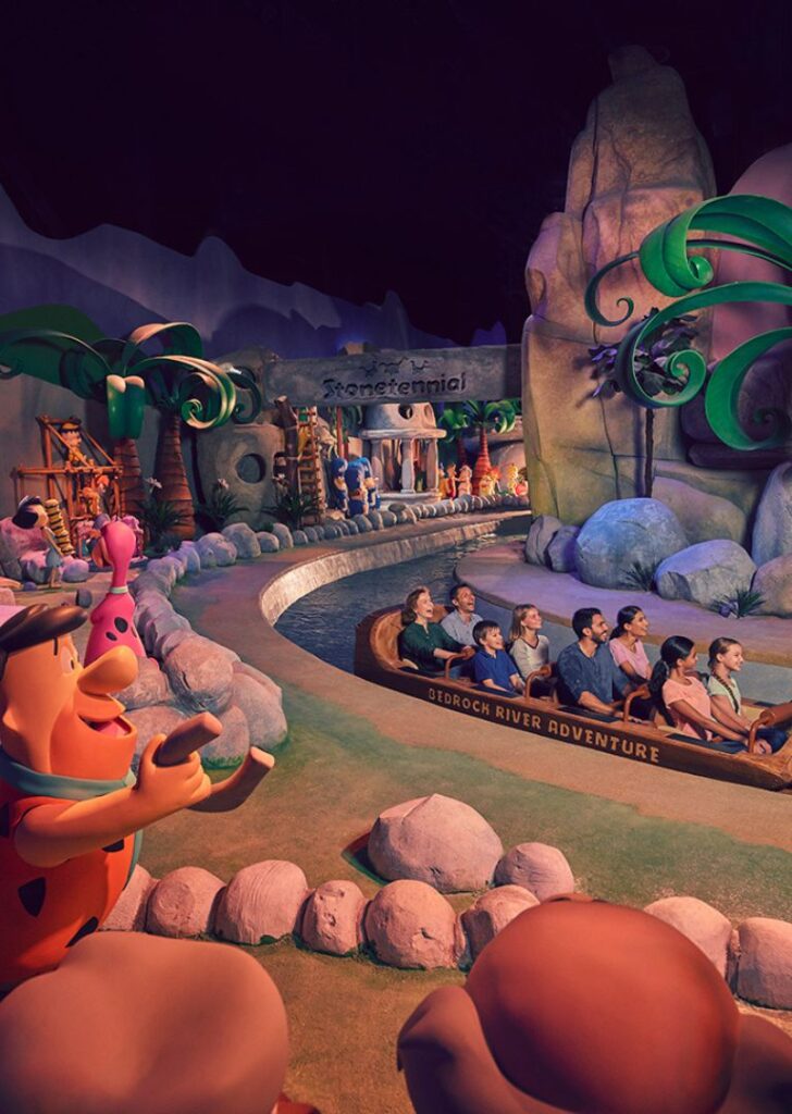 The Flintstones Bedrock River Adventure ride at Warner Bros World Yas Island Abu Dhabi